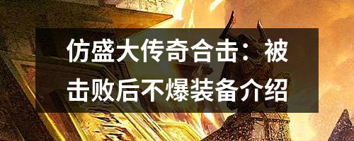 仿盛大传奇合击:被击败后不爆装备介绍
