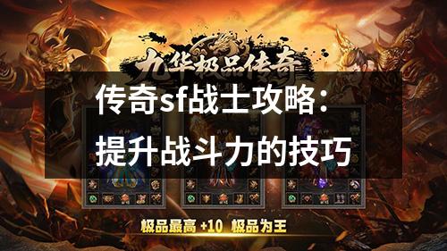 传奇sf战士攻略:提升战斗力的技巧