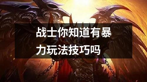 战士你知道有暴力玩法技巧吗